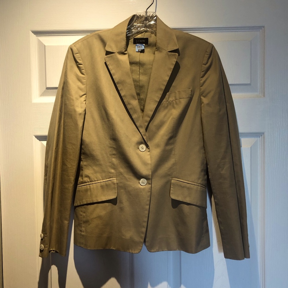 J Crew Tan Blazer Structured Fit Notched Lapels